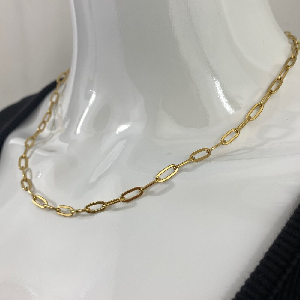 Paperclip Necklace Gold Plated Stainless Steel - Picture 2 of 9